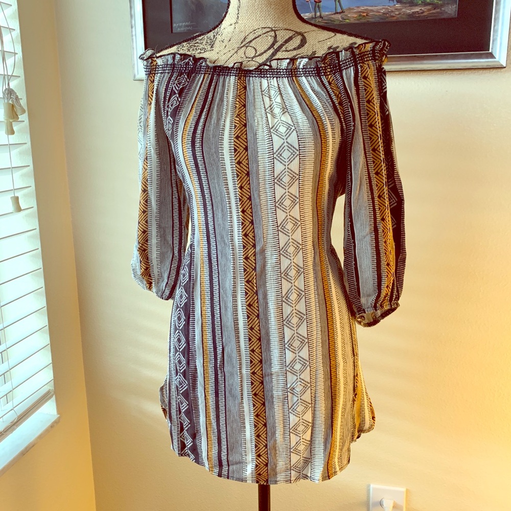 SALE Mahina off the shoulder boho 3/4 sleeve Dress